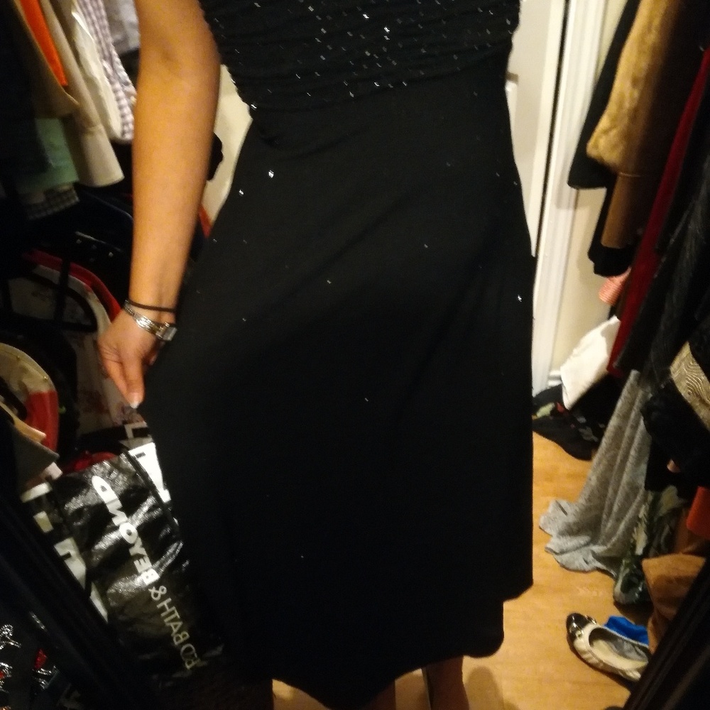 Morgan and Co formal deep v beaded halter dress - Picture 3 of 6